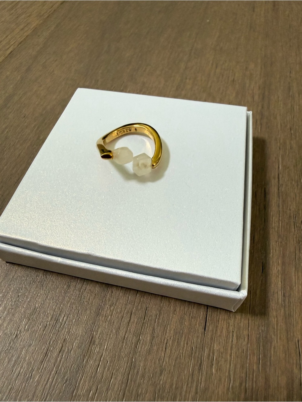 J.Crew Gold White Stone Beaded Ring Size 6 Minimalist Modern